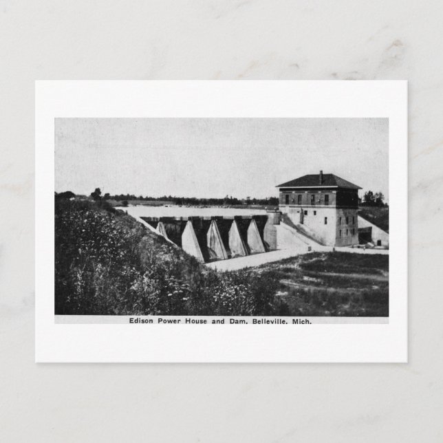 Edison Power House und Dam Belleville, Michigan Postkarte (Vorderseite)