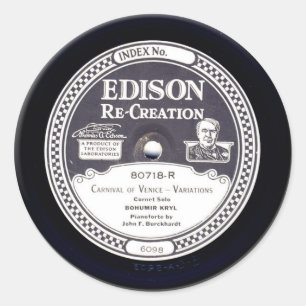 EDISON Re-Creation Mini-Schallplattenaufkleber Runder Aufkleber
