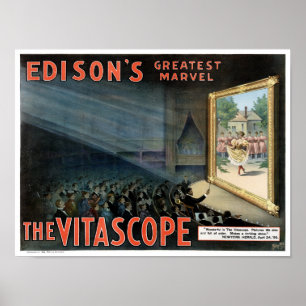Edison The Vitascope 1896 Vintage Poster wiederher
