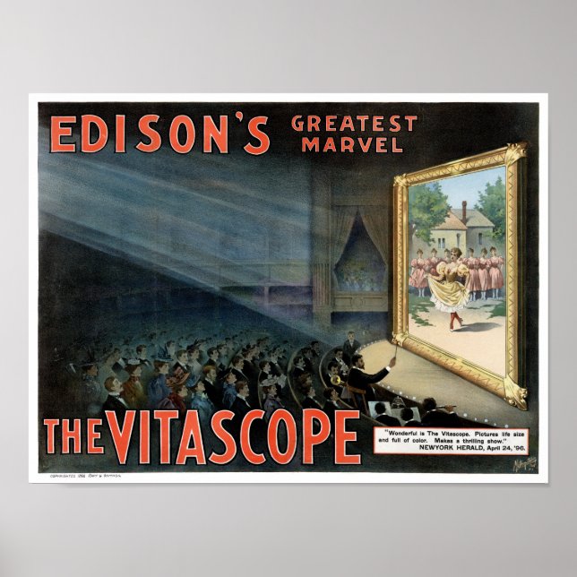 Edison The Vitascope 1896 Vintage Poster wiederher (Vorne)