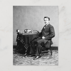Edison und sein Phonograph 1887 Postkarte