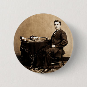 Edison und sein Plattenspieler 1887 Button