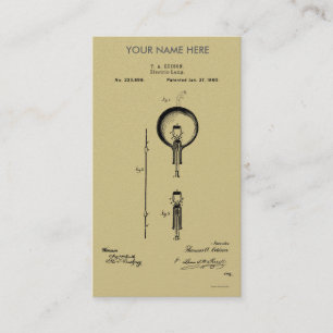 EDISONS ELEKTRISCHE LAMPENPATENT - Circa 1880 Visitenkarte