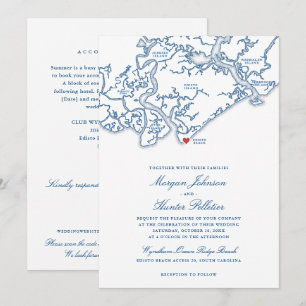 Edisto Beach Alles-in-Einem QR RSVP Hochzeit Einladung