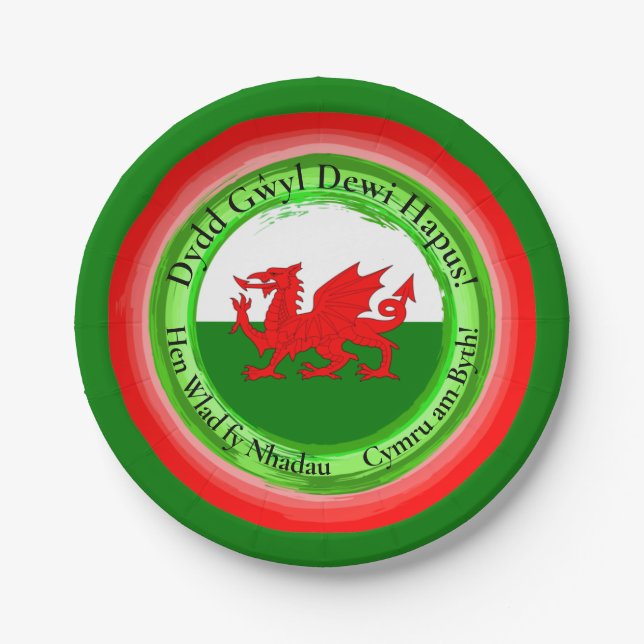 Edit Matching Welsh Dragon St David's Day 7" Pappteller (Vorderseite)