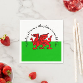 Edit Text Welsh Flag Red Dragon Christmas Cocktail Serviette