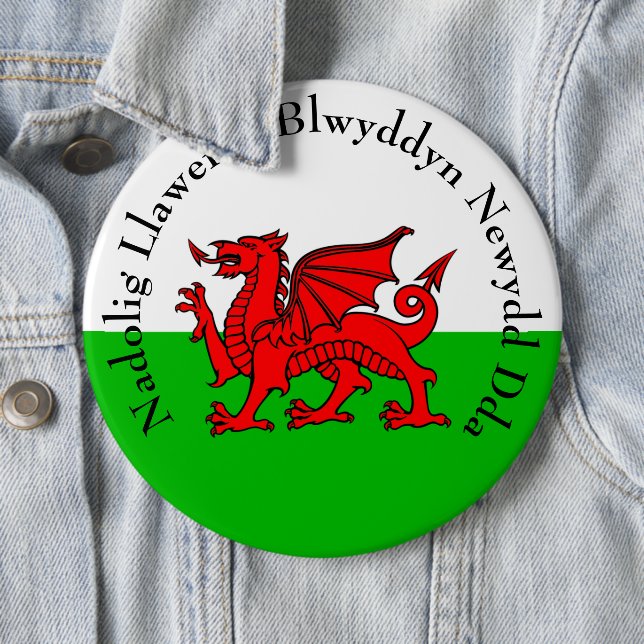 Edit Text Welsh Flag Red Dragon Weihnachten Button (Beispiel)