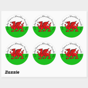 Edit Text Welsh Flag Red Dragon Weihnachten Runder Aufkleber