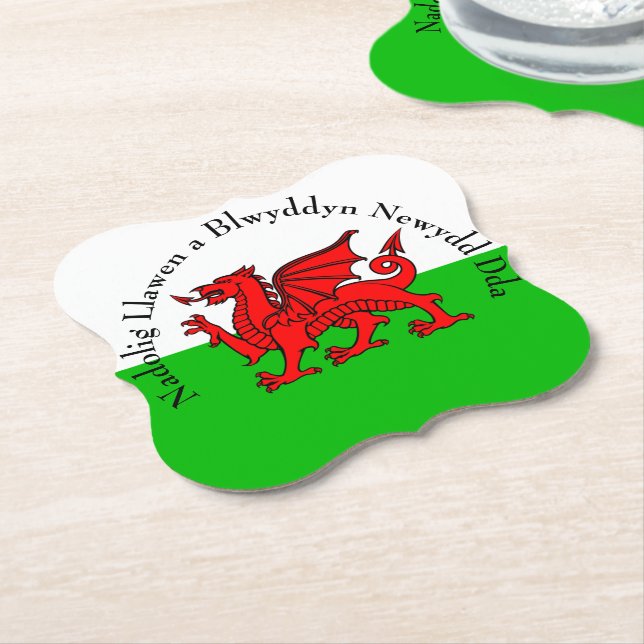 Edit Text Welsh Flag Red Dragon Weihnachten Untersetzer (angewinkelt)