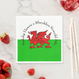 Edit Text Welsh Flag Red Dragon Weihnachts-Mittage Serviette
