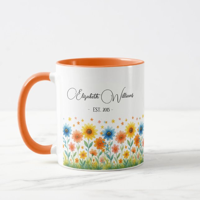 Edit Wildflower Gift | Name & Established Year Tasse (Links)