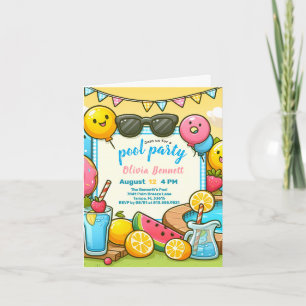 Editab PoolParty Geburtstag für Kinder Spaß Sommer Einladung