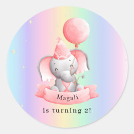 Editable 2nd Birthday Sticker Cute Elephant