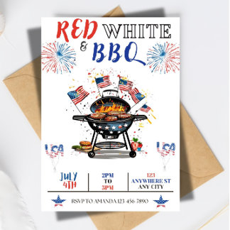 EDITABLE 4. Juli Party Einladung, Red White Einladung