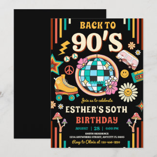 Editable 90er Geburtstagsparty Einladung zurück in