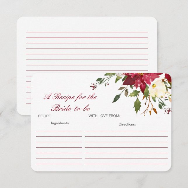 Editable A Recipe for the Bride-to-be Card Begleitkarte (Vorne/Hinten)