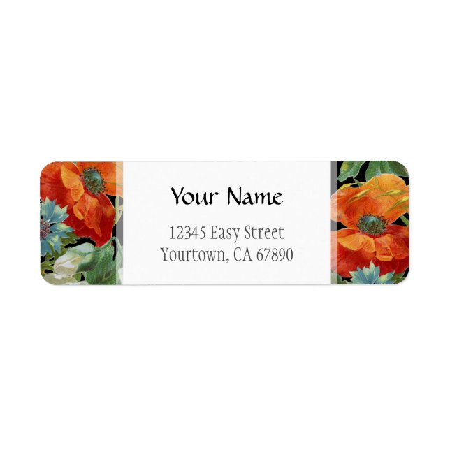 Editable Address Elegant Poppy Cornflowers Labels (Vorne)