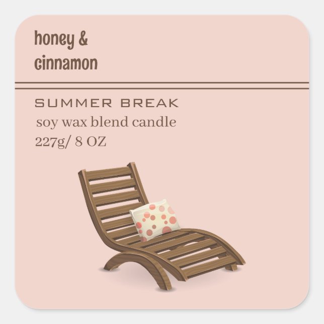 Editable Adirondack Chair Summer Quadratischer Aufkleber (Vorderseite)