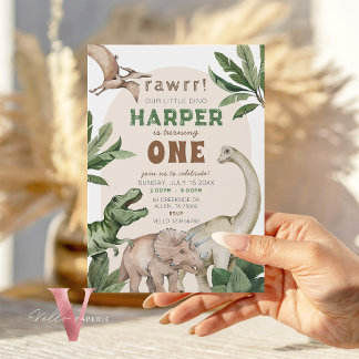 Editable "AGE" Dinosaurs Trex Wild Birthday Einladung