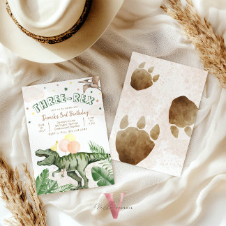 Editable "AGE" Dinosaurs Trex Wild Birthday Einladung