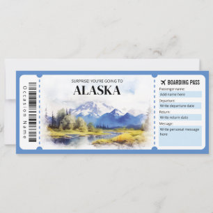 Editable Alaska Boarding Pass Flugzeug Ticket Einladung