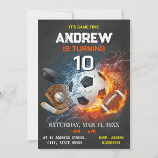 Editable All Star Sports Birthday Invitation Einladung