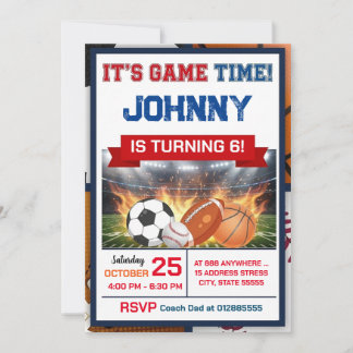 Editable All Star Sports Birthday Party Invitation Einladung