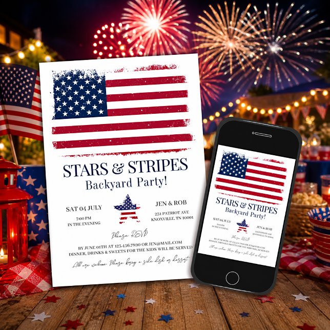 Editable American Flag 4. Juli Einladung (Von Creator hochgeladen)