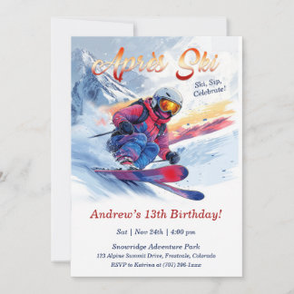 Editable Après Ski Birthday Party Template Einladung