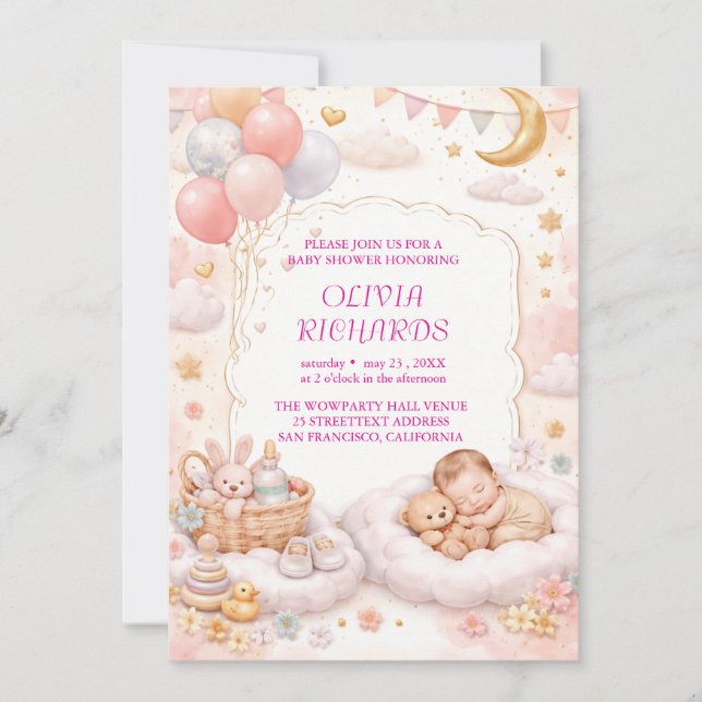 Editable Baby Shower Invitation Template  Einladung (Vorderseite)