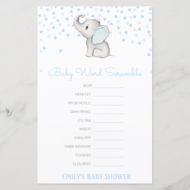 Editable Baby Word Scramble mit Antwort (Vorderseite)
