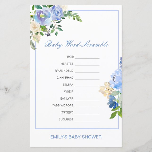 Editable Baby Word Scramble with Answer (Vorderseite)