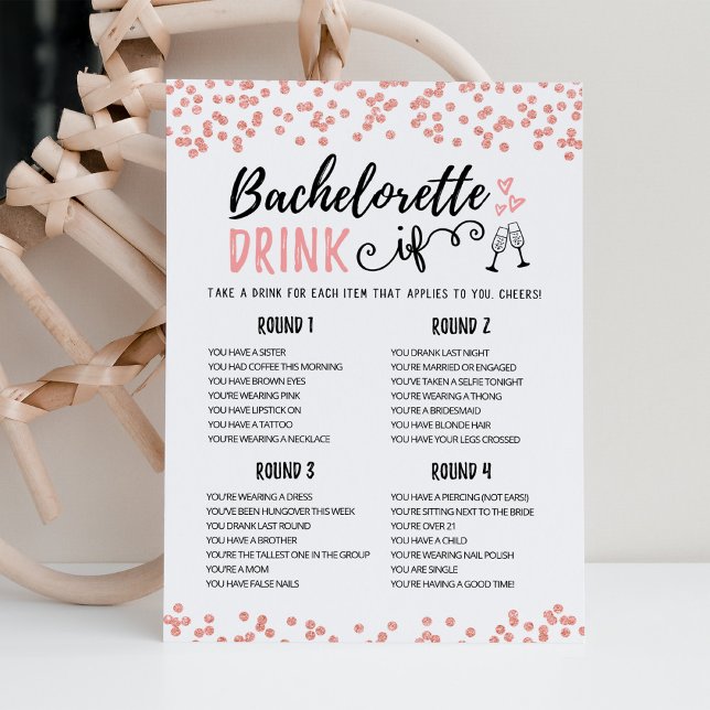 Editable Bachelorette DRINK IF Hen Party Game Card Einladung (Von Creator hochgeladen)