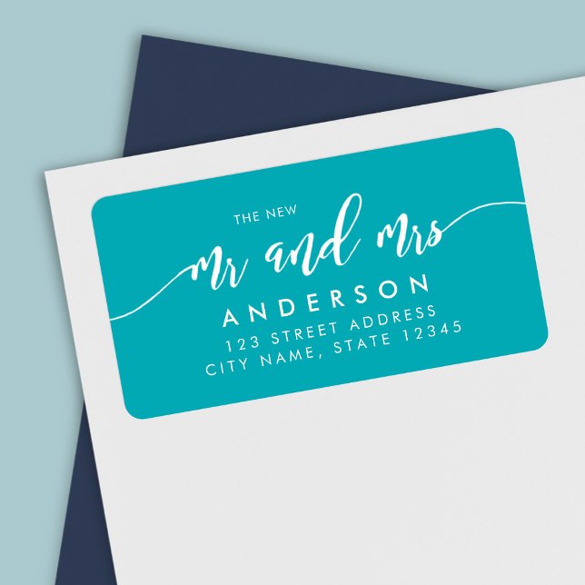 Editable Background Relax Script The New Mr & Mrs. Adressaufkleber (Von Creator hochgeladen)