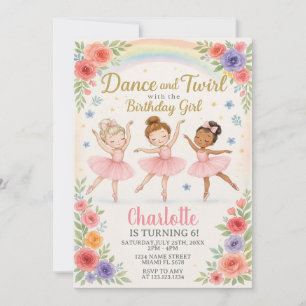 Editable Ballerina Birthday Einladung für Mädchen
