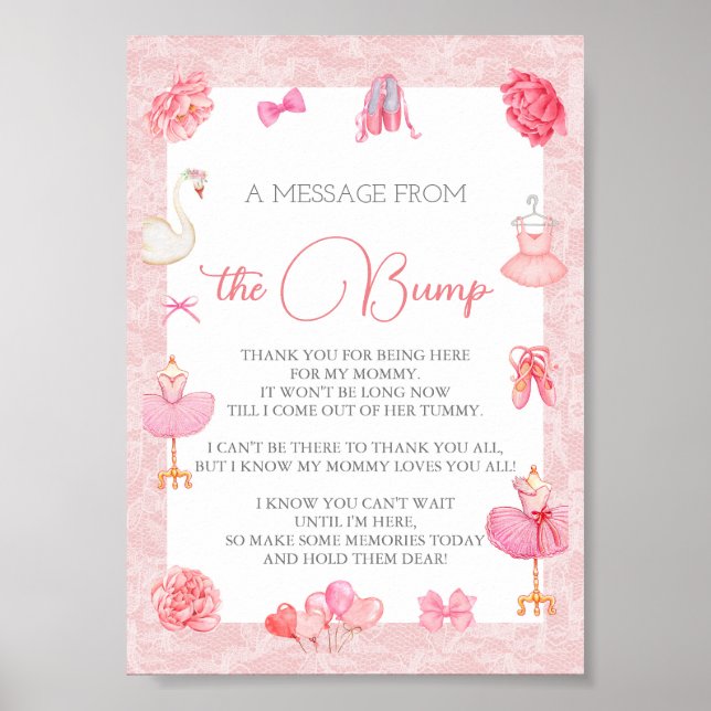 Editable Ballerina The Bump Sign Poster (Vorne)