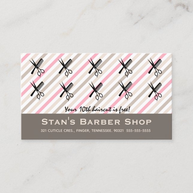 Editable Barber Shop Loyalty Rewards Card Treuekarte (Vorderseite)