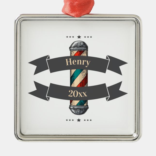 Editable Barbershop Friseur Metallverzierung Ornament Aus Metall (Vorne)