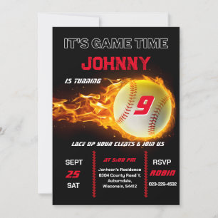 Editable Baseball Birthday Einladung