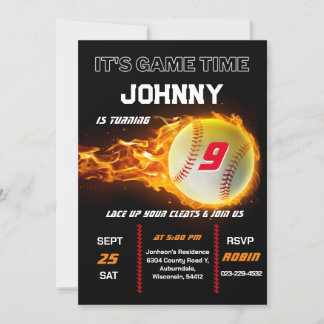 Editable Baseball Birthday Einladung