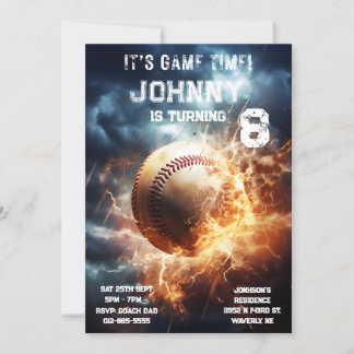 Editable Baseball Birthday Einladung
