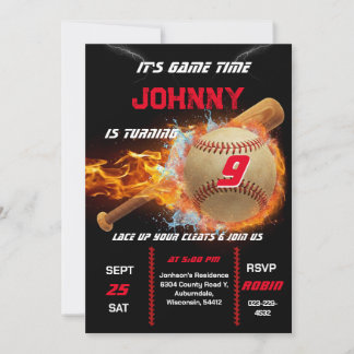 Editable Baseball Birthday Invitation Einladung