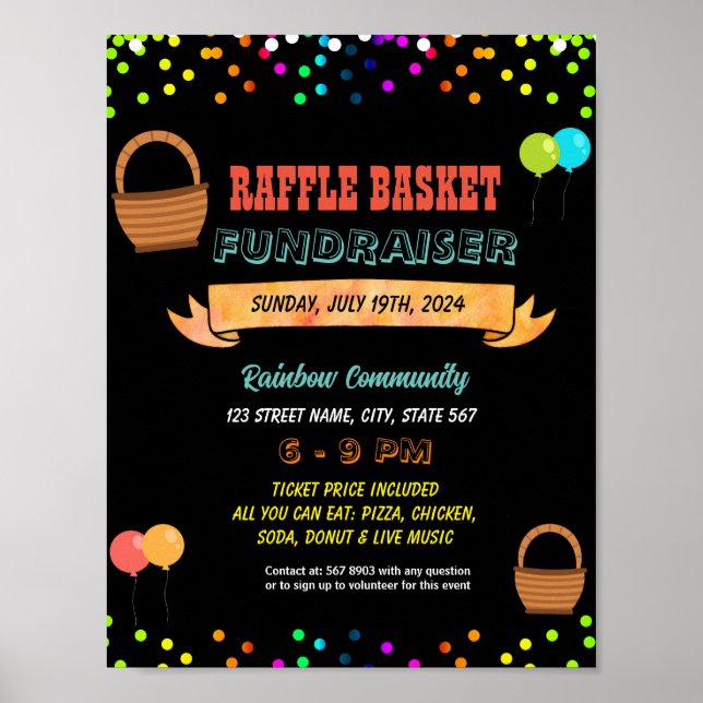 Editable Basket Raffle Fundraiser Flyer Poster (Vorne)