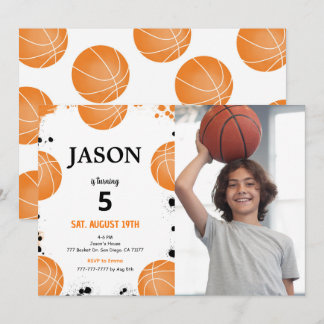 Editable Basketball Foto Einladung