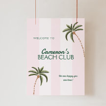 Editable Beach Club Cabana Birthday Foton Board