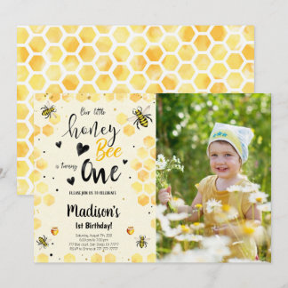 Editable Bee Birthday Foto Einladung