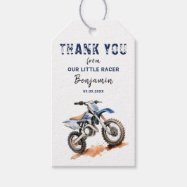 Editable Birthday Blue Dirt Bike Geschenkanhänger