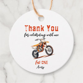 Editable Birthday Orange Dirt Bike Birthday Geschenkanhänger