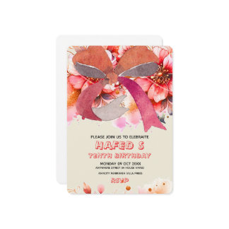 Editable Birthday zehnte Coquette Pink Bow Birthda Einladung