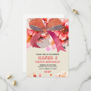 Editable Birthday zehnte Coquette Pink Bow Birthda Save The Date